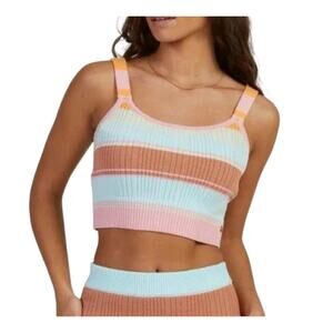 Roxy Playa Morning Cropped Sweater Tank Large Womens